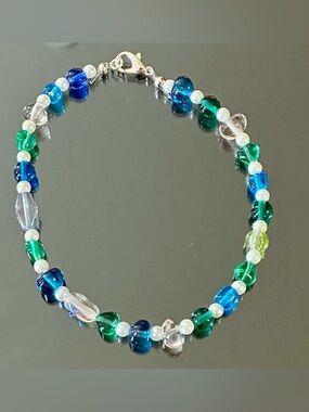 Blue & Green Glass Bead Bracelet — Under the Sea